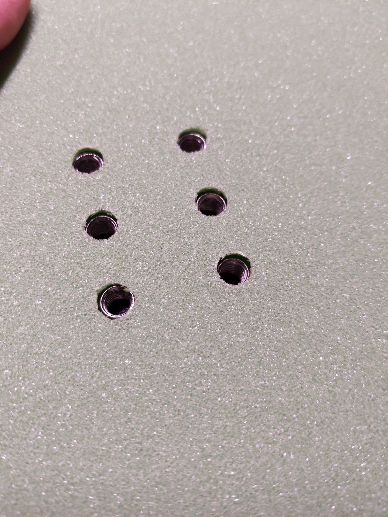 Custom carbon footstrap inserts with stainless steel M6 threads flush with surface 2/2